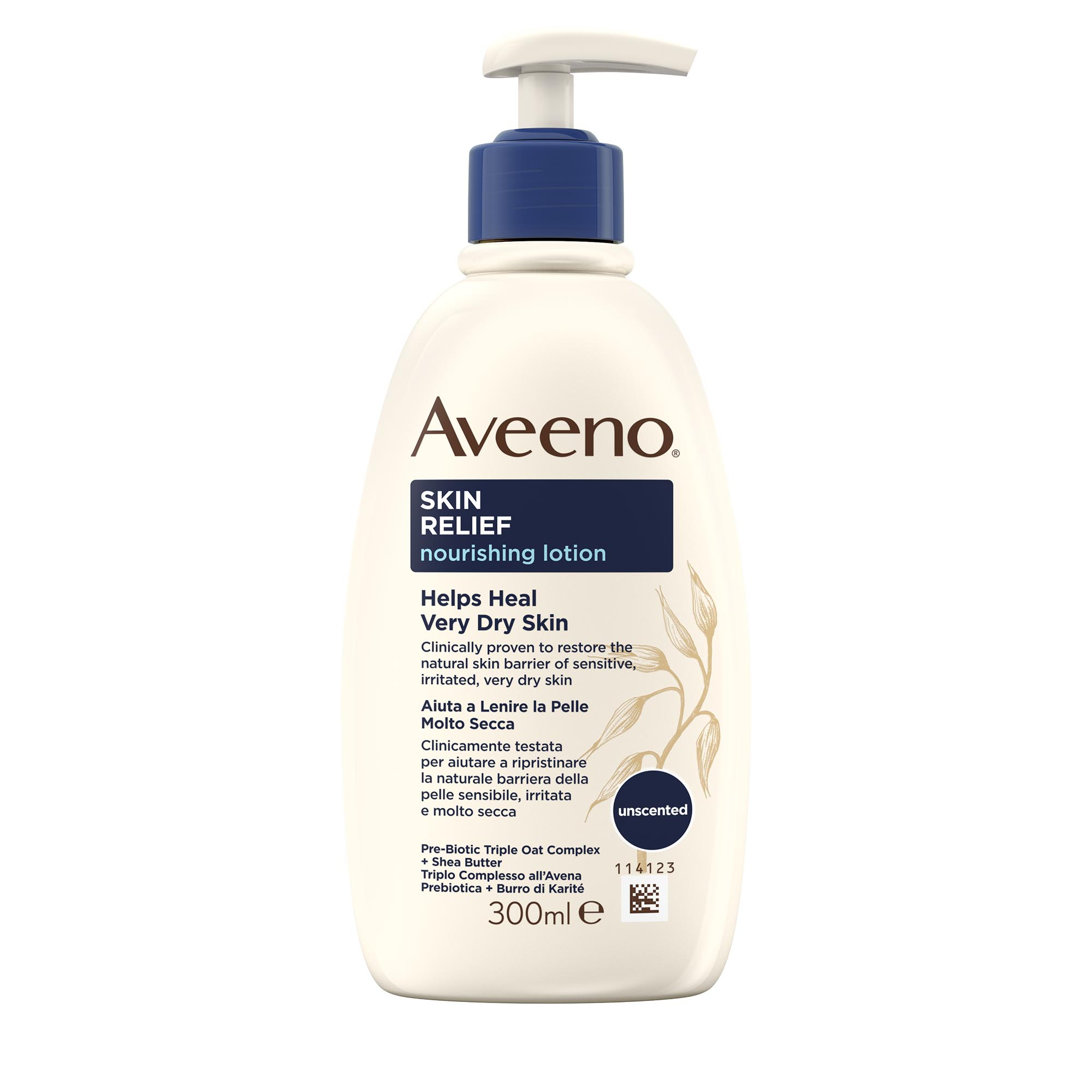 Aveeno Skin Relief Crema Corpo Nutriente per Pelle Secca e Sensibile, all'Avena Prebiotica 300 ml
