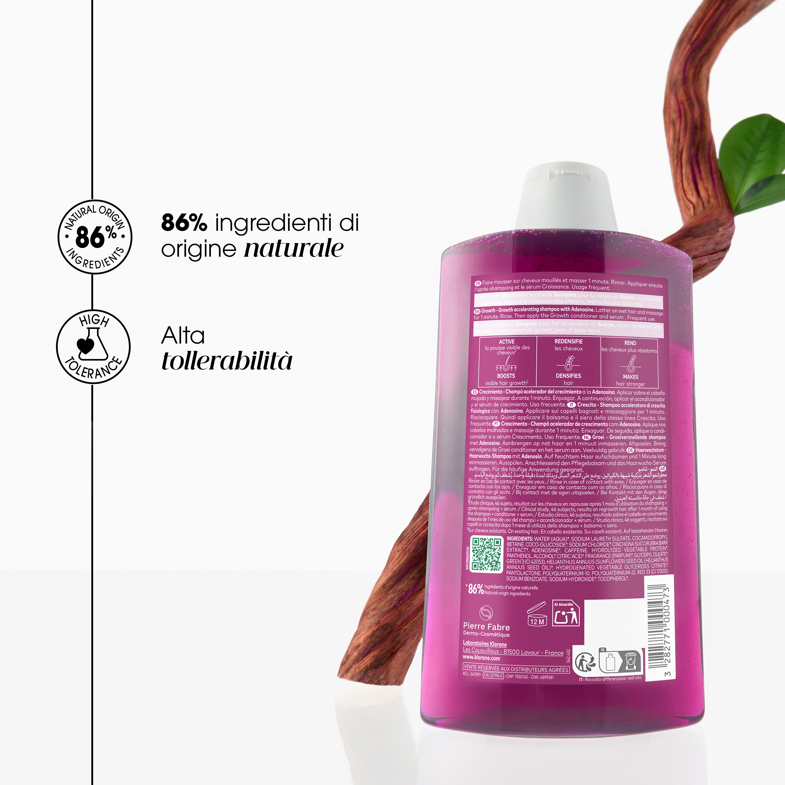 Klorane - Chinina Crescita - Shampoo Acceleratore Di Crescita Fisiologica 400 ml