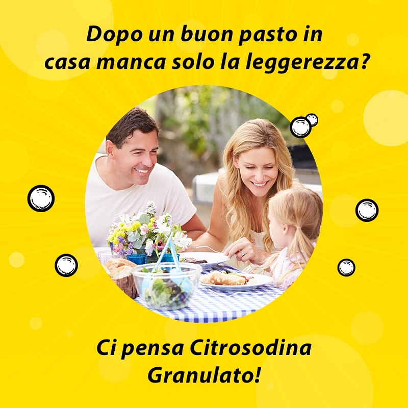 Citrosodina Granulato Effervescente, con Sodio Bicarbonato e Acido Citrico, Digestivo contro Pesantezza di Stomaco, Gusto Limone, 150 gr