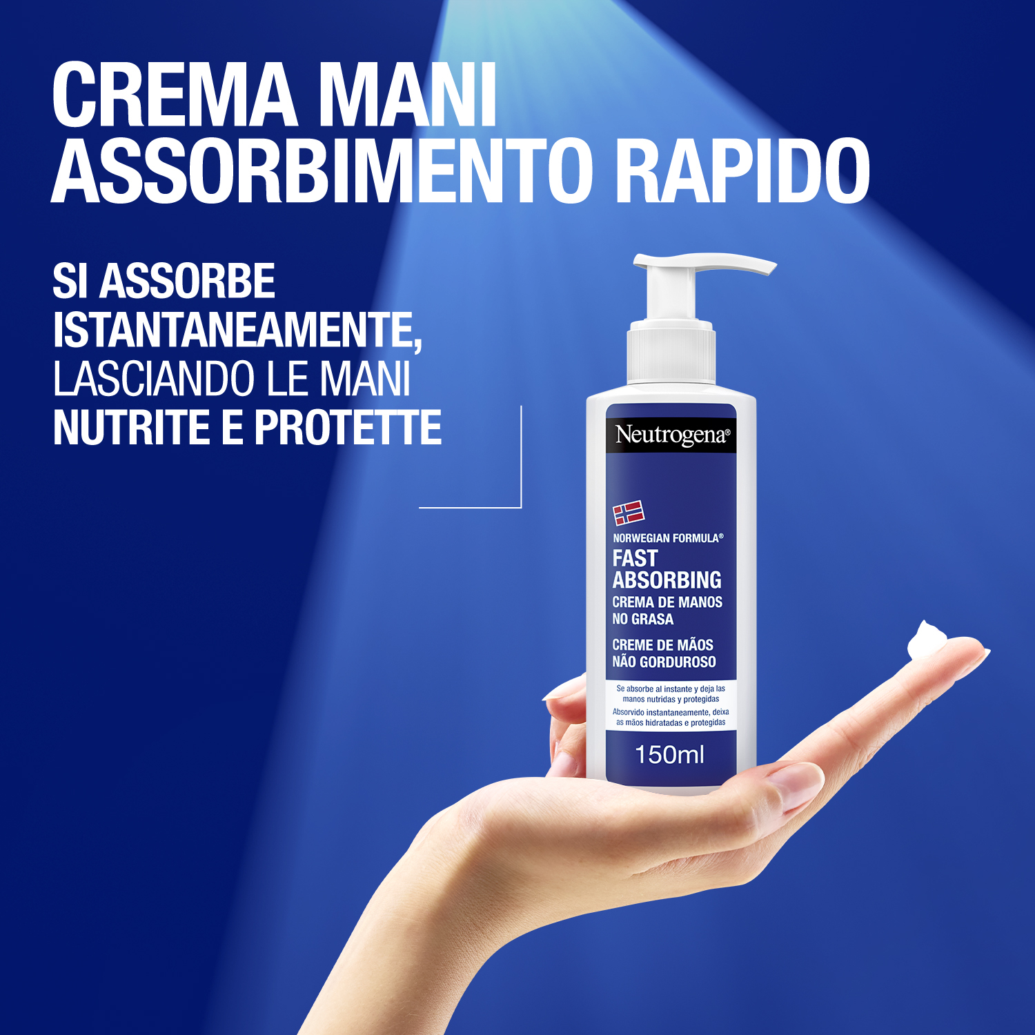 Neutrogena Formula Norvegese Crema Mani Assorbimento Rapido 150 ml, Crema mani secche e screpolate