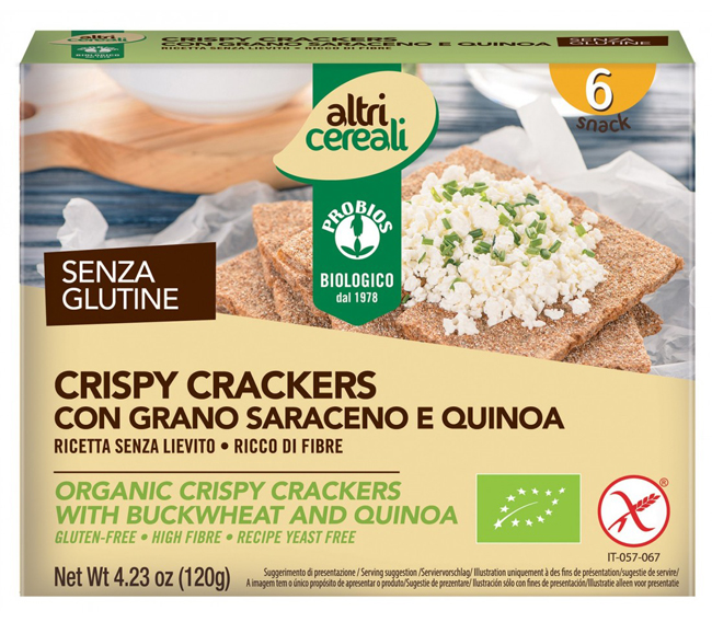 AltriCereali Crispy Crackers Con Grano Saraceno E Quinoa Senza Glutine 120 g