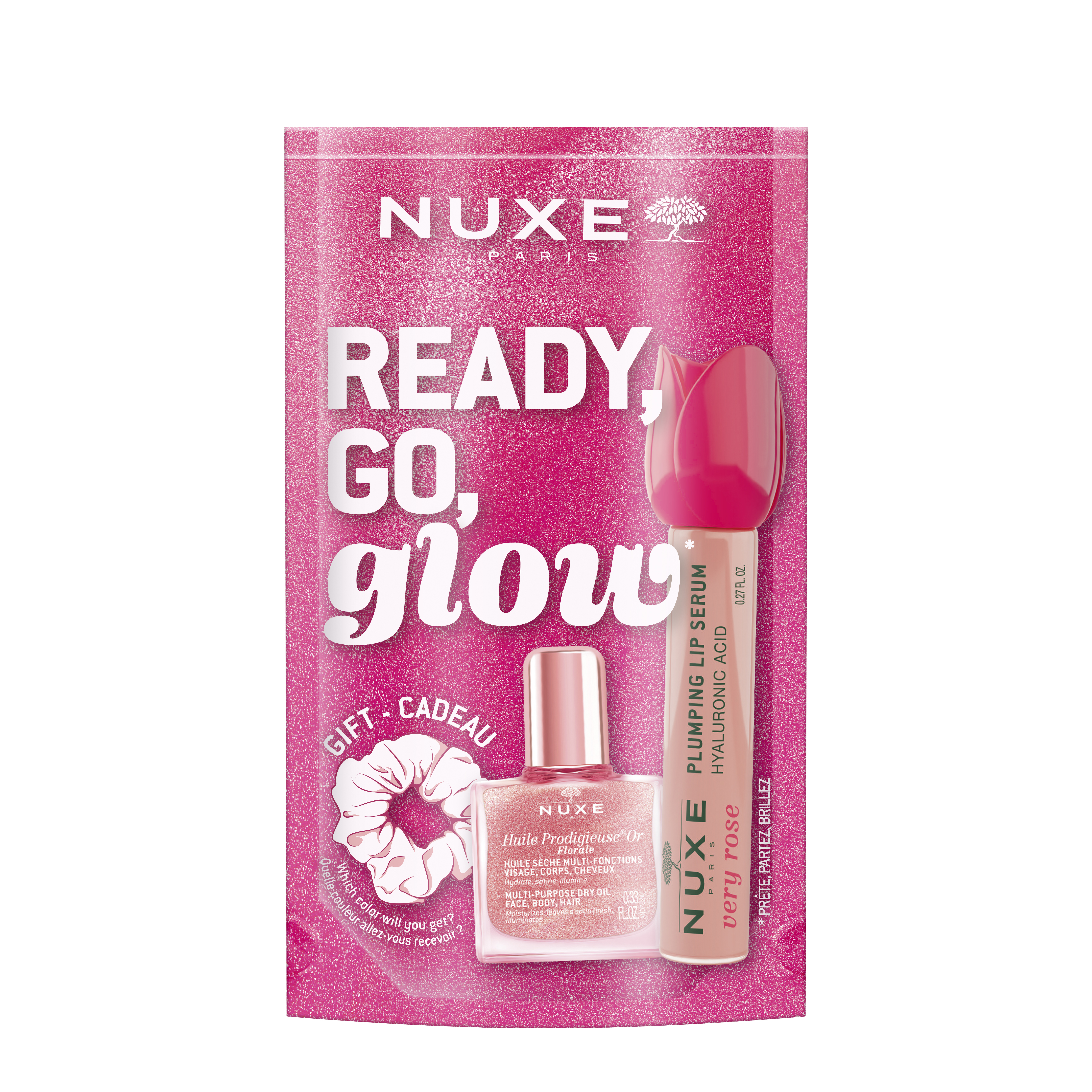 Nuxe - Ready, Go, Glow - Very Rose Siero Labbra Rimpolpante 8 ml + Huile Prodigieuse Or Florale 10 ml