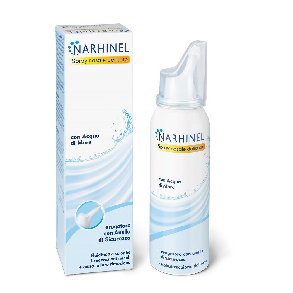 Narhinel Spray Nasale Delicato Isotonico Lavaggio Nasale Bambini Naso Chiuso con Acqua di Mare 100ml
