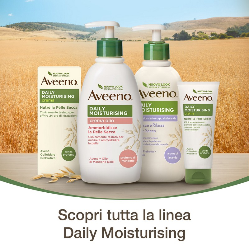Aveeno Daily Moisturising Crema Idratante Corpo all'Aroma di Lavanda, con Avena Colloidale per Pelle Secca