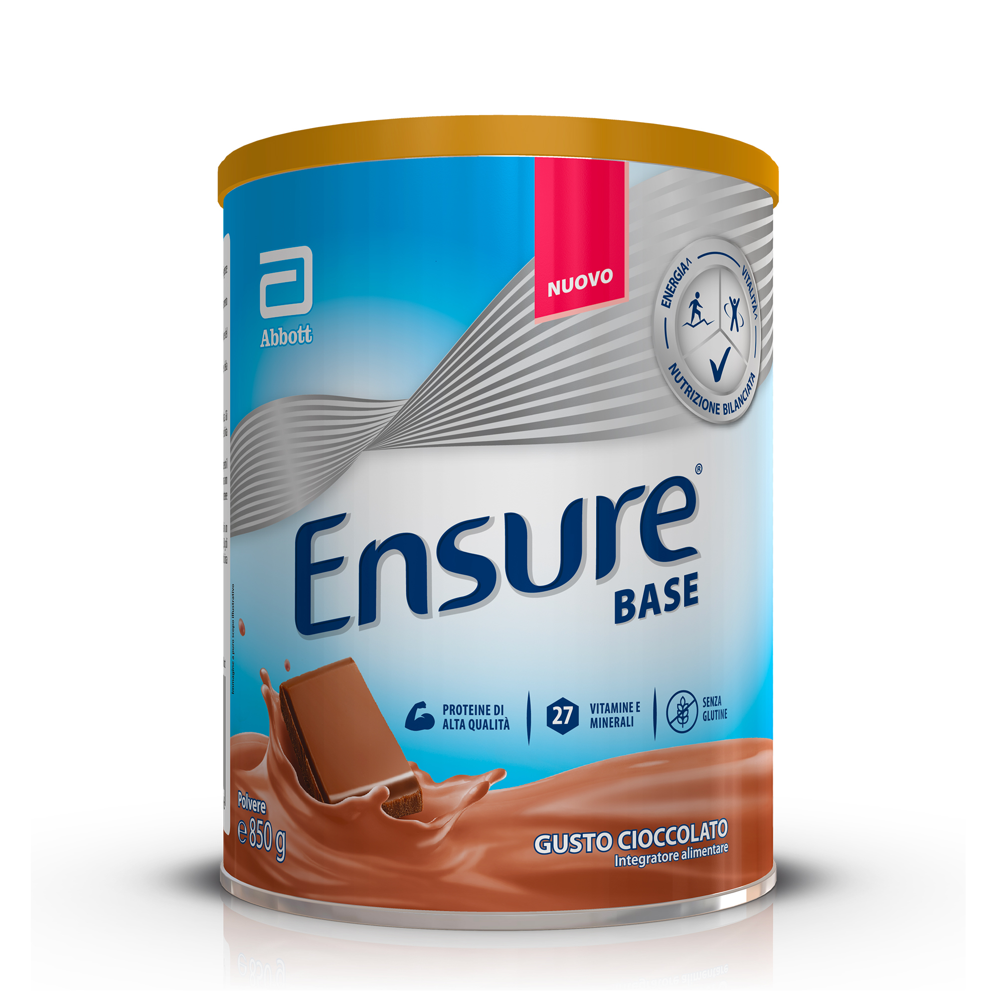 ABBOTT ENSURE BASE: Integratore alimentare che aiuta a sostenere le difese immunitarie e a contrastare stanchezza e affaticamento - GUSTO CIOCCOLATO 850 gr