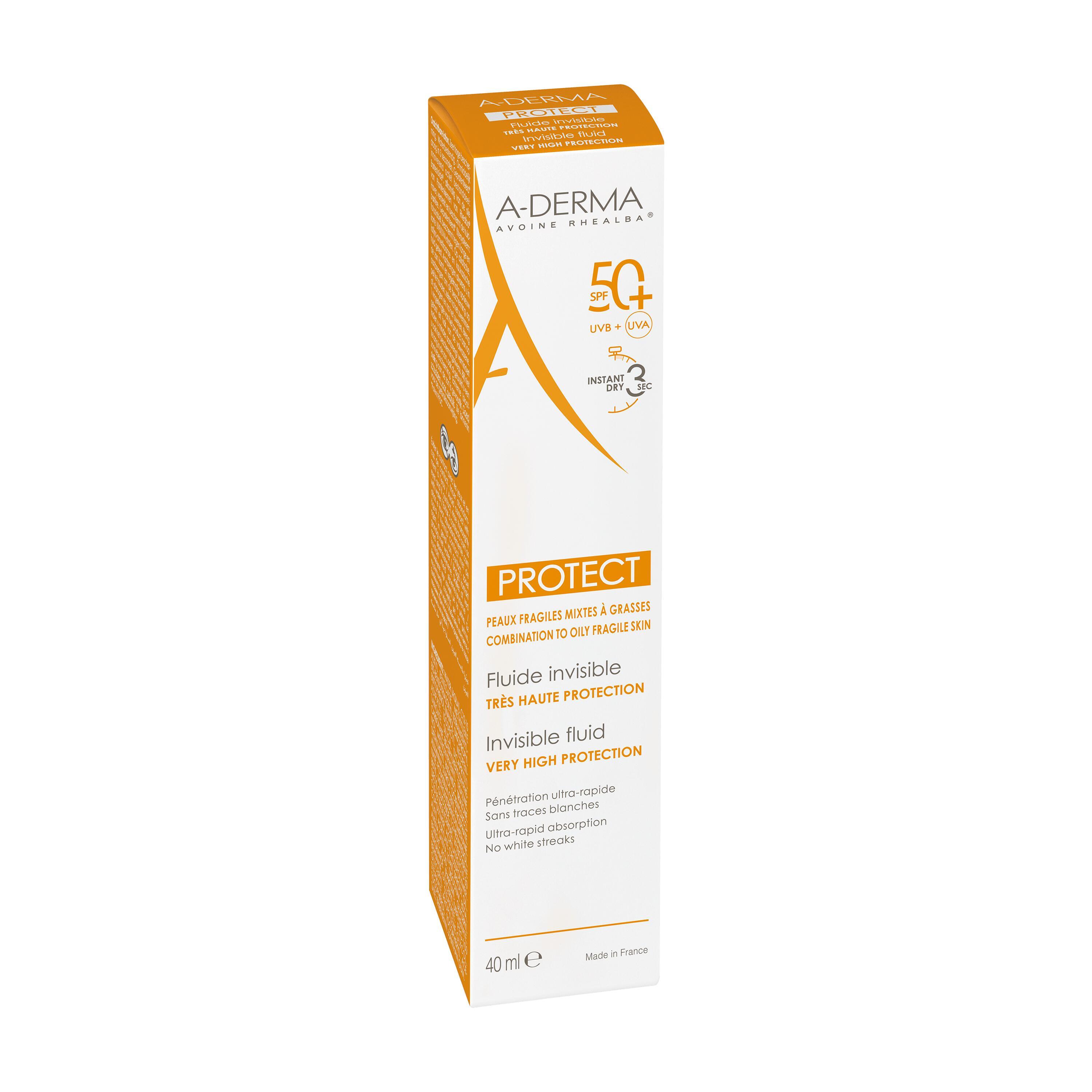 A-DERMA Protect Fluido Solare Viso Invisibile SPF 50+ 40ML