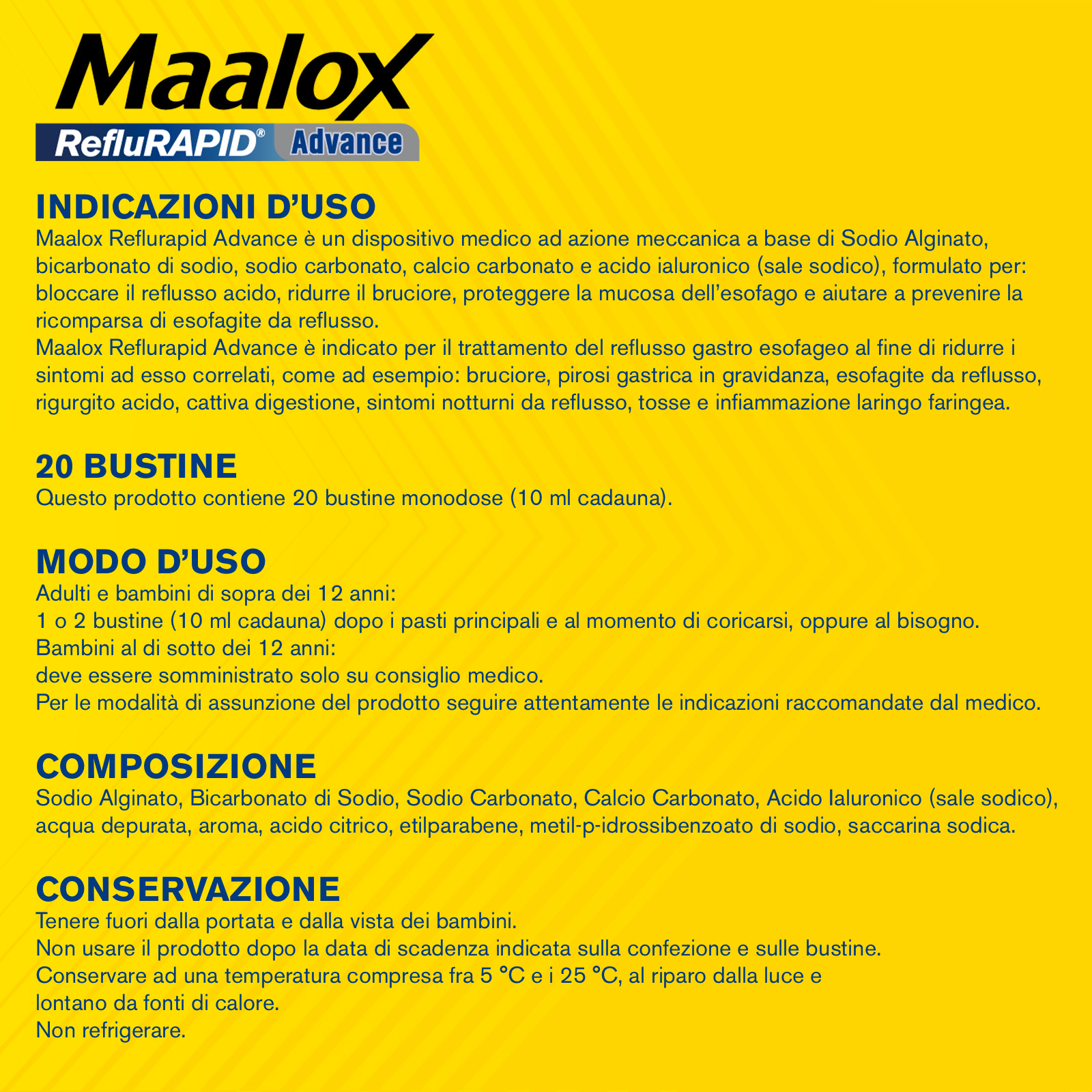 Maalox RefluRAPID Advance 20 Bustine Da 10 ml - Antiacido Per Reflusso Gastroesofageo E Bruciore di Stomaco