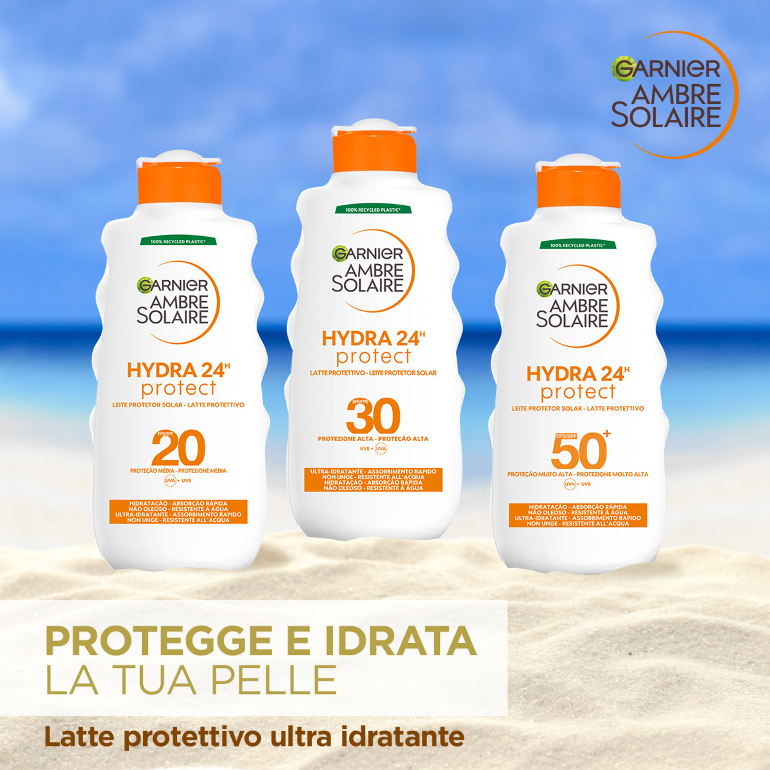 GARNIER AMBRE SOLAIR HYDRA 24 PROTECT LATTE CLASSICO SPF 20 200 ML
