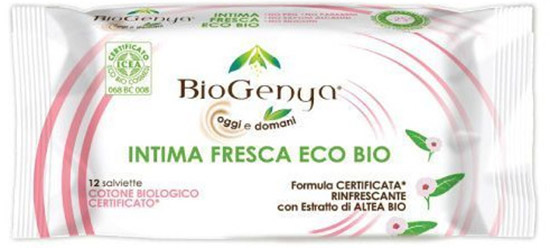 Biogenya Salviettine Intime di Cotone Bio Fresche 12 Pezzi