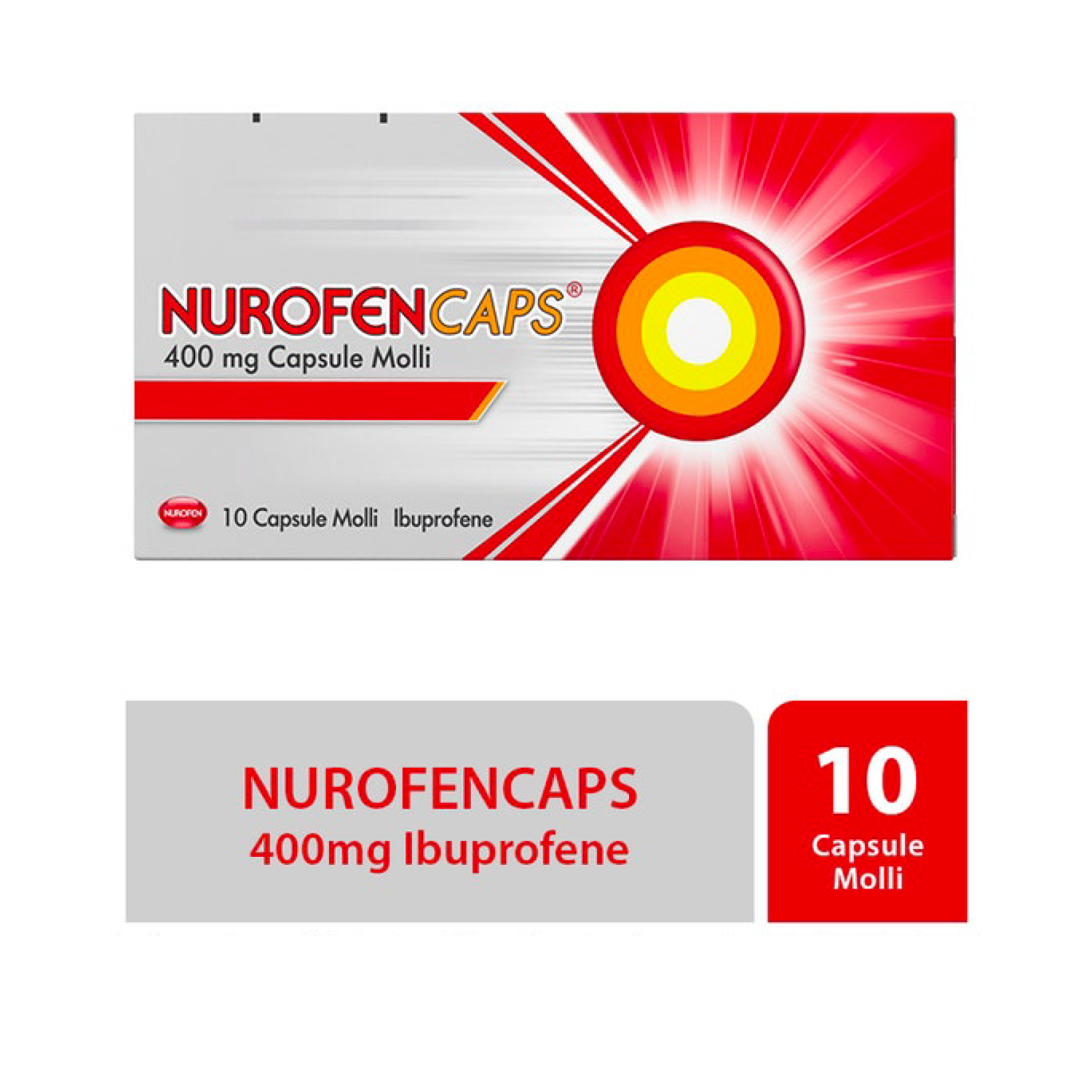 NUROFENCAPS 400MG 10 CAPS antinfiammatorio e antidolorifico contro febbre, mal di testa, mal di denti e dolori muscolari 