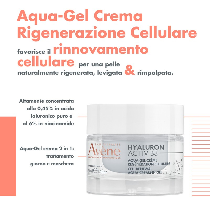 Eau Thermale Avène Hyaluron Activ B3 Aqua Gel-Crema rigenerazione cellulare anti-età, 50ml 