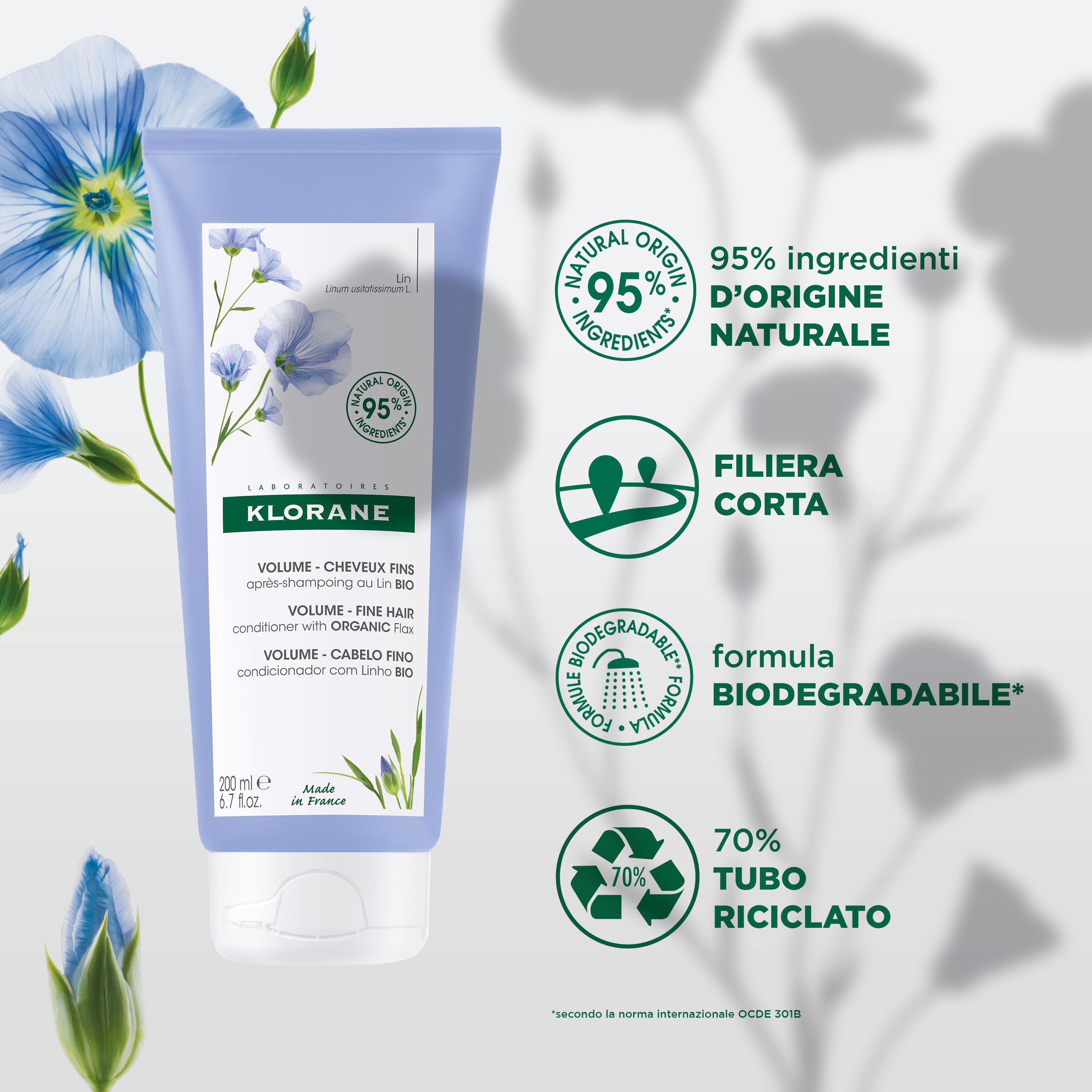 Klorane - Balsamo Volumizzante Al Lino Bio Per Capelli Sottili 200 ml