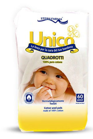 Sterilfarma Unico Quadrotti 100% Cotone Per L'igiene Del Bambino 60 Pezzi