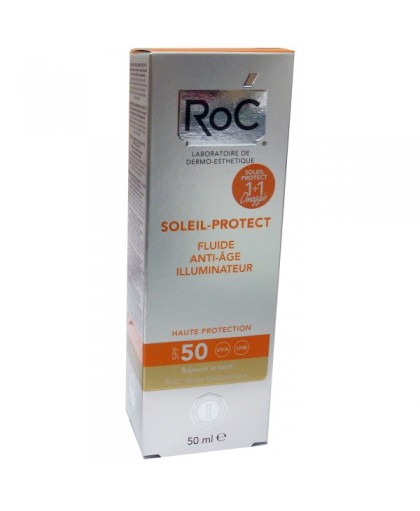 RoC Soleil Fluido Solare Anti-età Illuminante SPF 50 Protezione Viso 50 ml