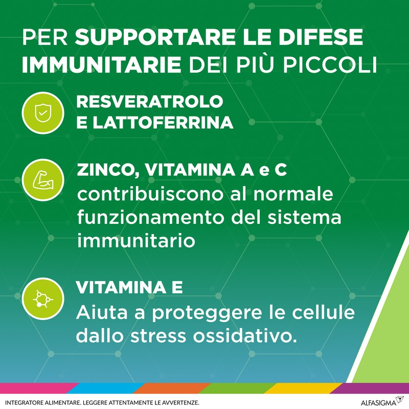 Resvis Junior Xr, Integratore Alimentare di Resveratrolo e Lattoferrina, per il Benessere del Sistema Immunitario, utile per le difese immunitarie dei bambini dai 3 Anni, Senza Glutine, Lattosio e Zuccheri, 12 Bustine , Gusto Fragola