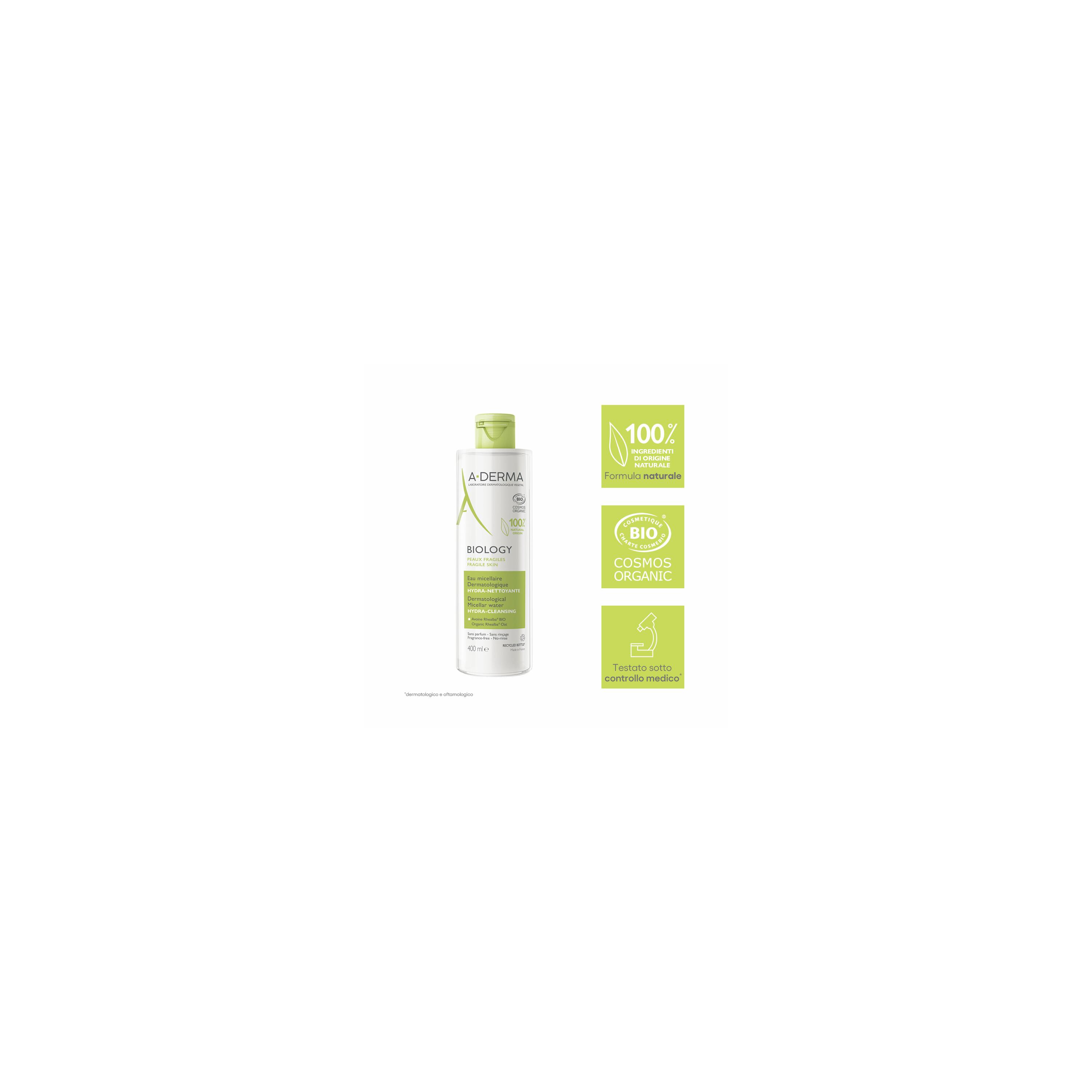 A-Derma - Biology Acqua Micellare Dermatologica Idra-Detergente Per Pelle Fragile 400 ml