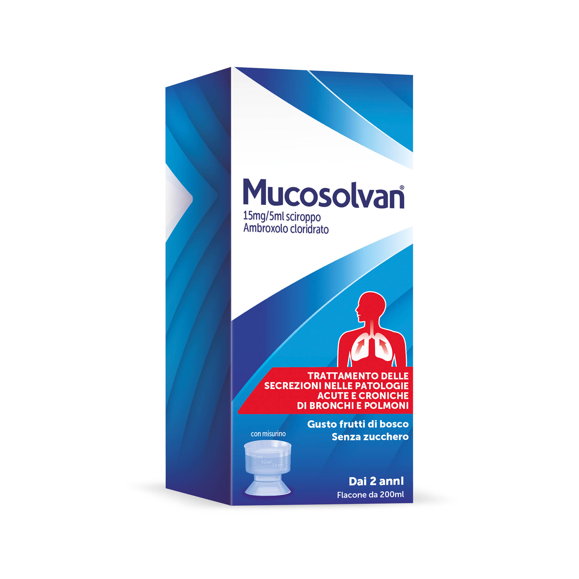 Mucosolvan 15mg/5ml Gusto Frutti Di Bosco - Sciroppo Per Il Trattamento Delle Secrezioni Nelle Patologie Acute E Croniche Di Bronchi E Polmoni 200 ml
