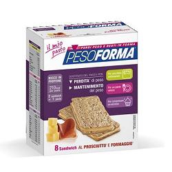 Pesoforma Sandwich Prosciutto e Formaggio - Pasto sostitutivo per perdita e mantenimento del peso corporeo - 8 pezzi