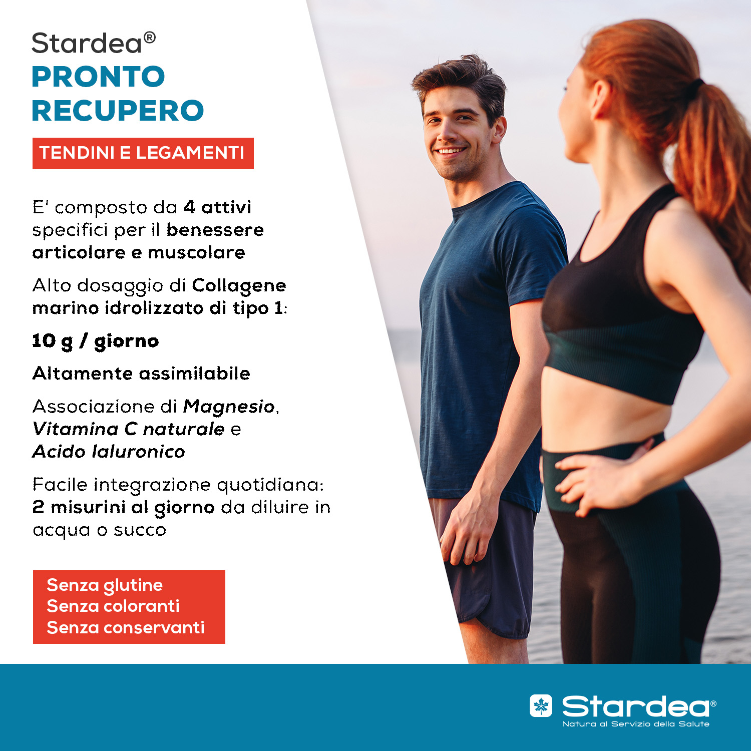 STARDEA PRONTO RECUPERO TENDINI E LEGAMENTI POLVERE - Integratore in polvere a base di collagene marino di tipo 1, Magnesio e Acido ialuronico  - Funzione Muscolare, Elasticità delle articolazioni