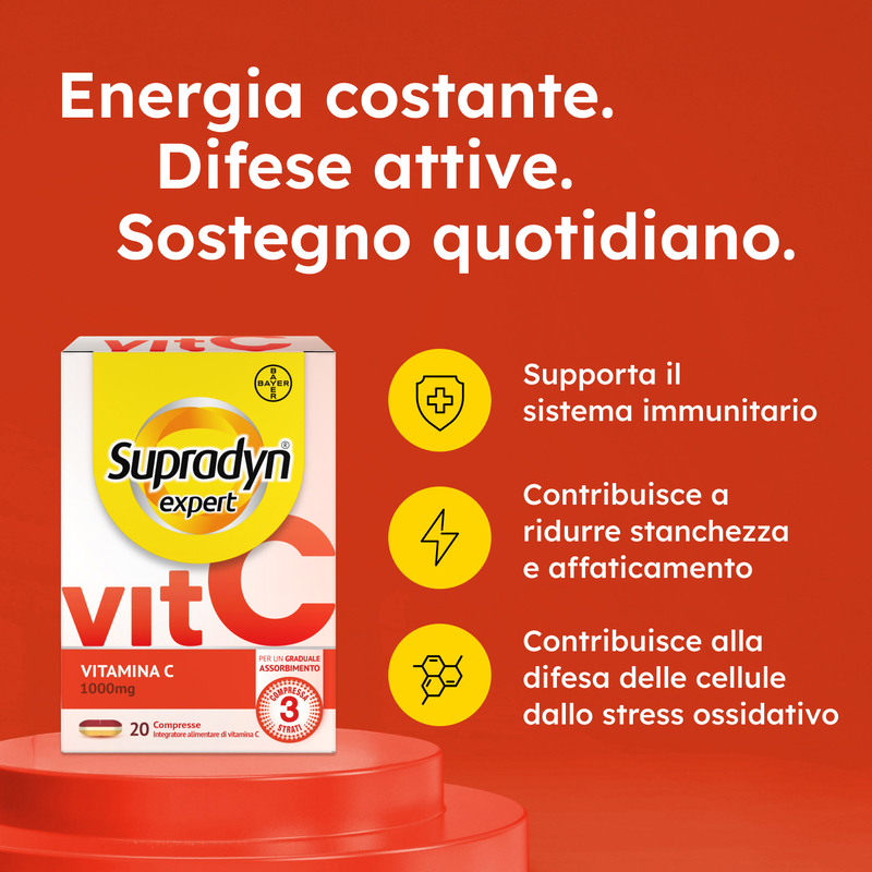 Supradyn Expert Vitamina C 1000mg Integratore Sistema Immunitario, 20 Compresse Assorbimento Graduale