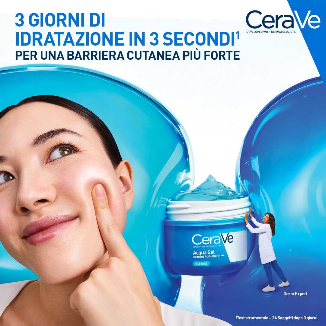CeraVe - Acqua Gel Viso Idratante Con Acido Ialuronico, Niacinamide E 3 Ceramidi Essenziali 48 ml