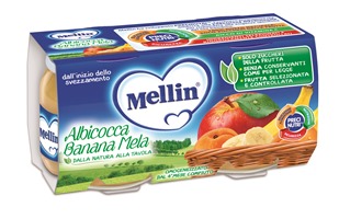 Mellin Omogeneizzato Di Frutta Albicocca Mela e Banana 2 x 100 g