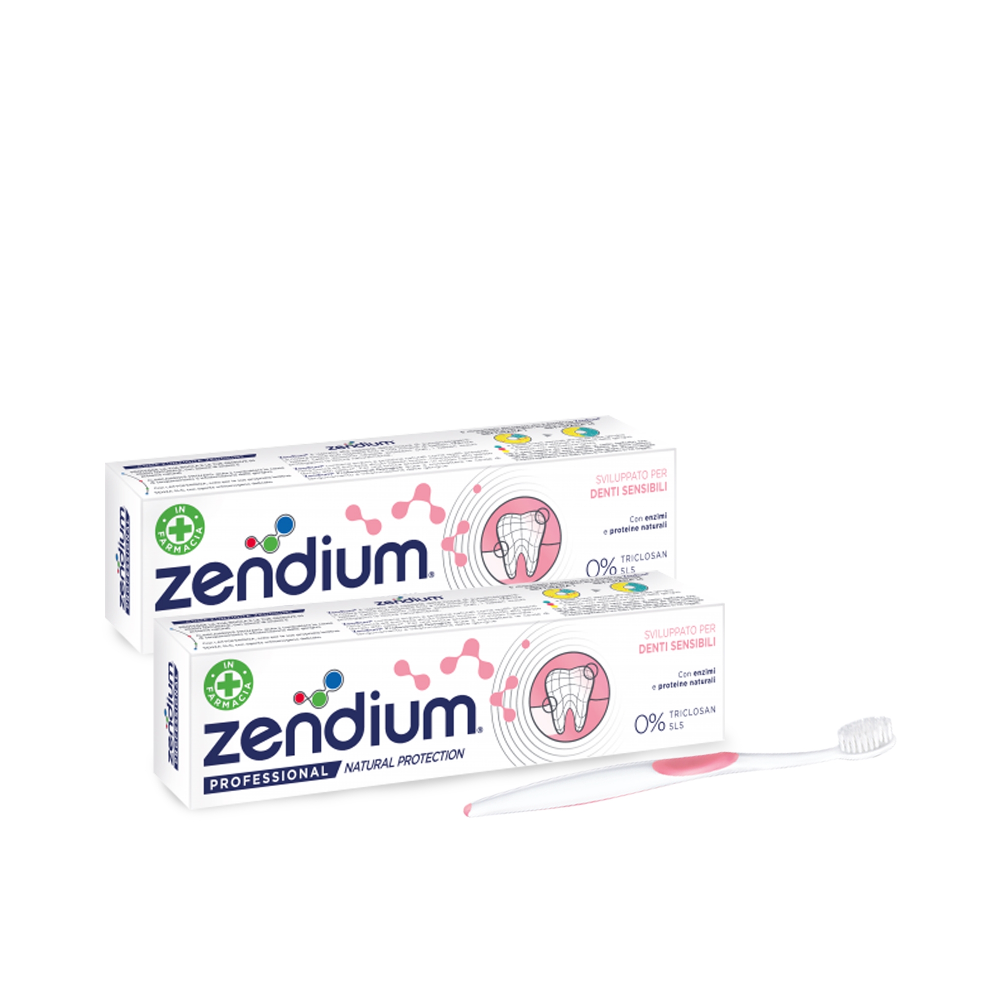 ZENDIUM KIT - DENTI SENSIBILI - Spazzolino + 2 dentifrici