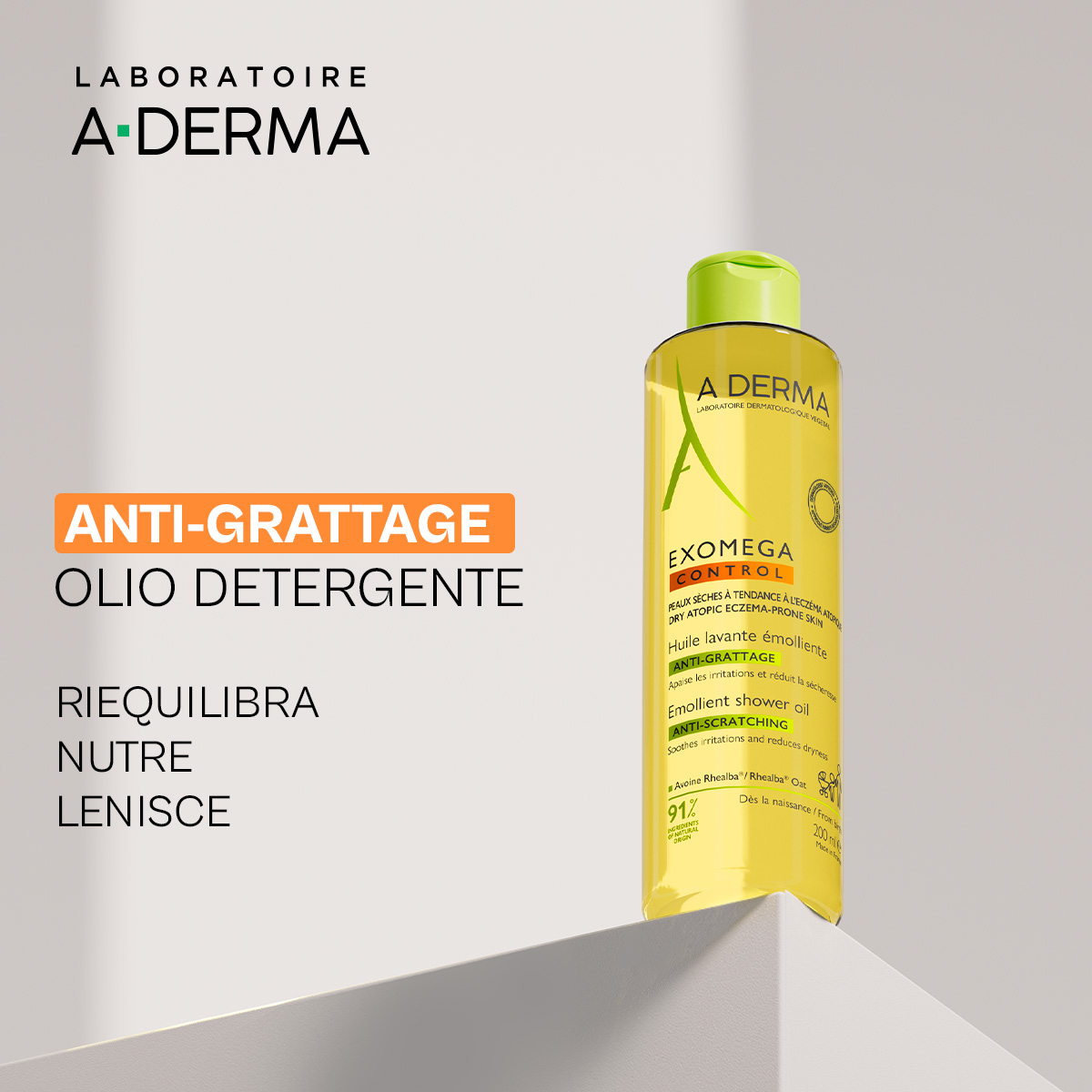 A-DERMA EXOMEGA CONTROL OLIO LAVANTE EMOLLIENTE ANTI-GRATTAGE 200 ml