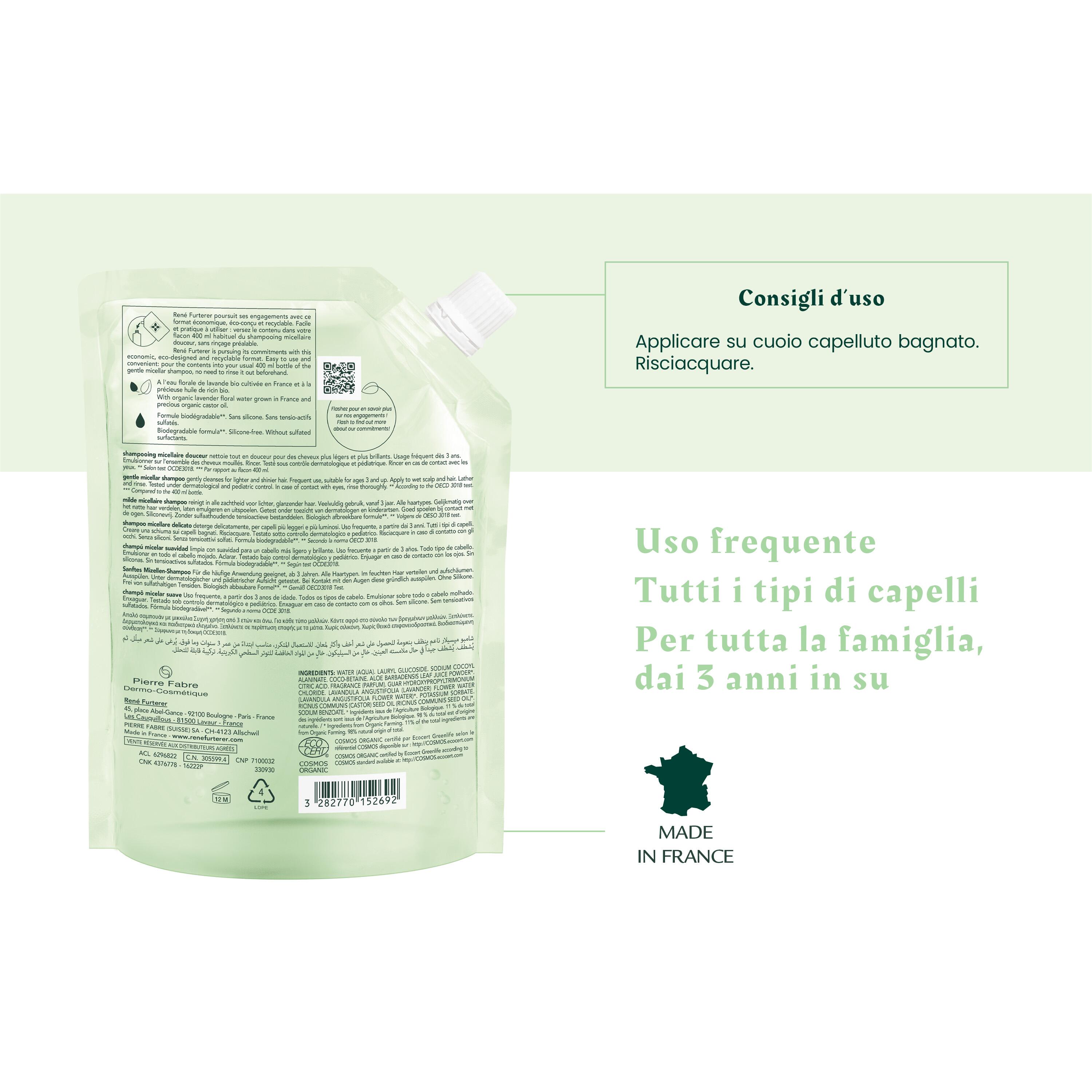 René Furterer Naturia - Shampoo Micellare Delicato Eco-Ricarica 400 ml