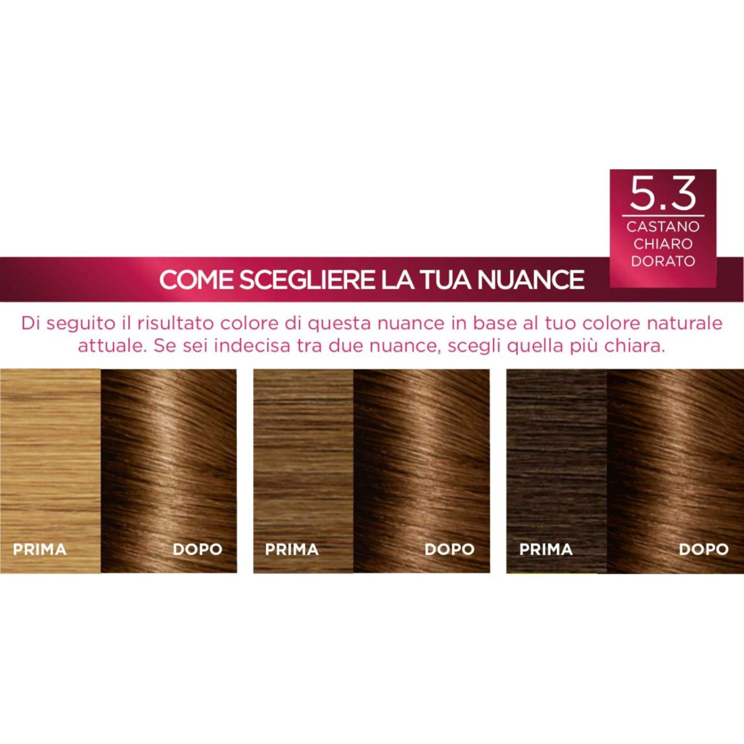 L'Oréal Paris Colorazione Triplo Trattamento Excellence, Con Acido Ialuronico, 100% Copertura Capelli Bianchi, Per Capelli Più Idratati, Castano Chiaro Dorato (5.3)