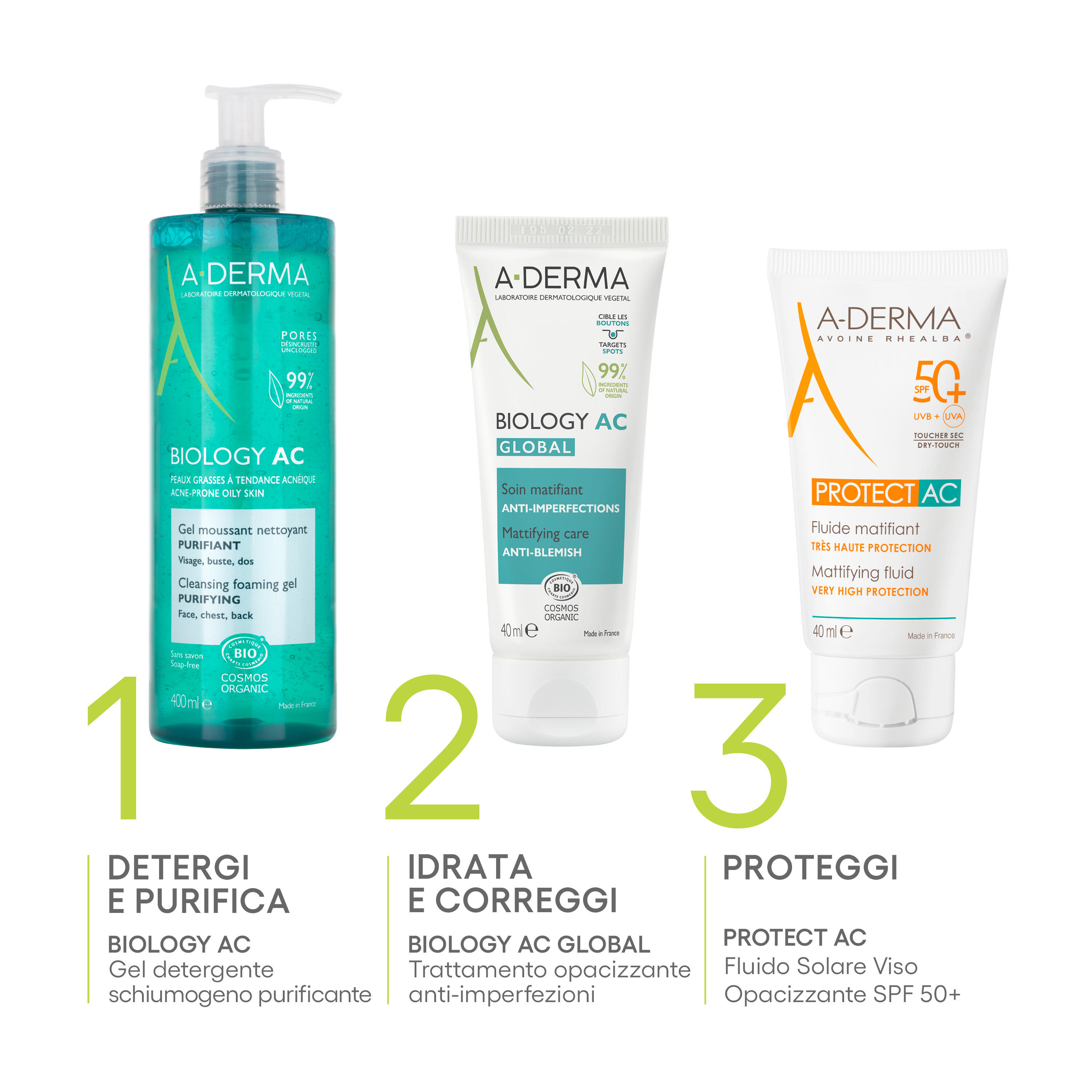 A-Derma - Biology AC Gel Detergente Per Pelle Grassa A Tendenza Acneica 400 ml