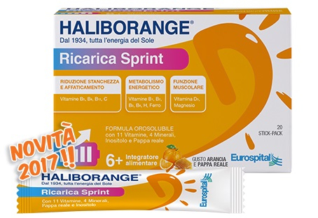 Haliborange Ricarica Sprint Integratore Tonico Energetico 20 Stick-Pack