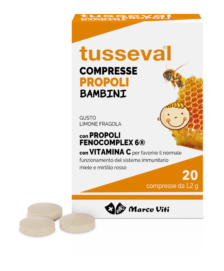 Tusseval Gola Propoli Bambini gusto Limone e Fragola 20 compresse