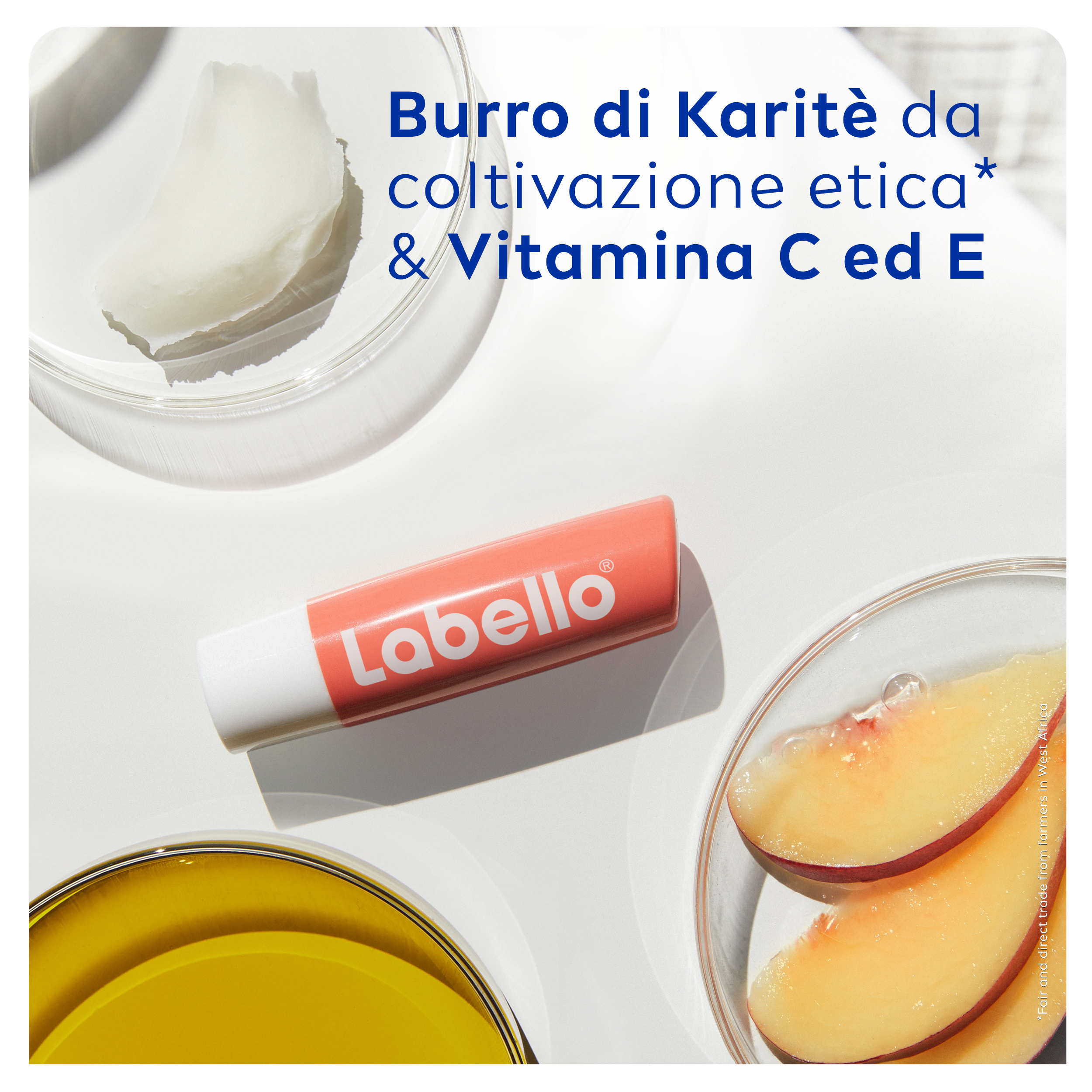 Labello Peach Shine 4.8 g, Burrocacao labbra colorato e idratante all'aroma di Pesca