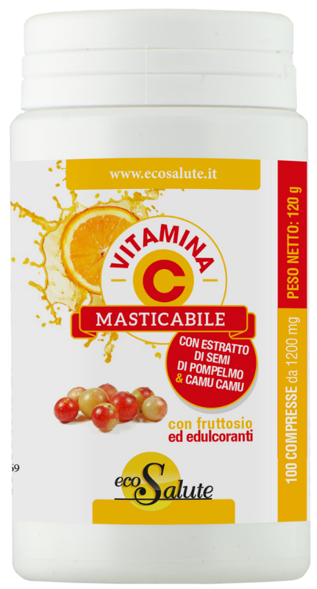 VITAMINA C MASTICABILE CON ESTRATTO DI SEMI DI POMPELMO + CAMU CAMU 100 COMPRESSE BARATTOLO 120 G
