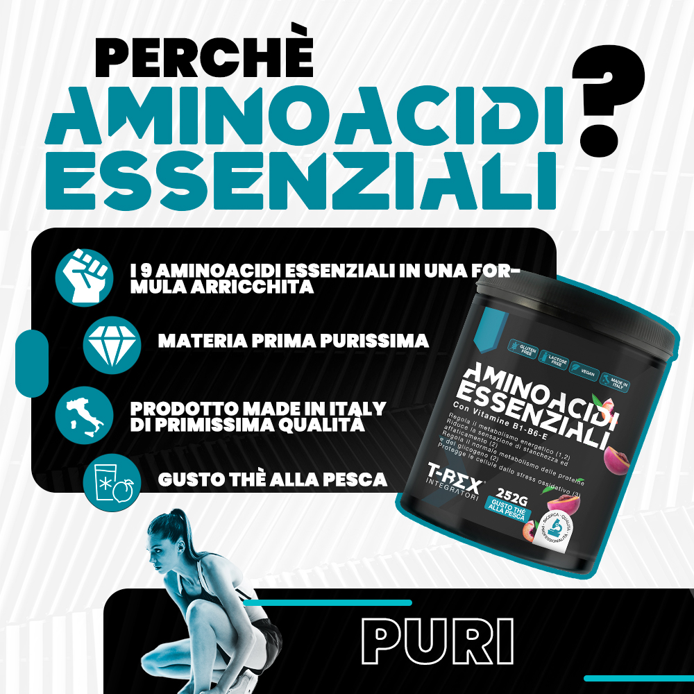 T-Rex Integratori Aminoacidi Essenziali Gusto Pesca 252 g - Integratore Per Gli Sportivi