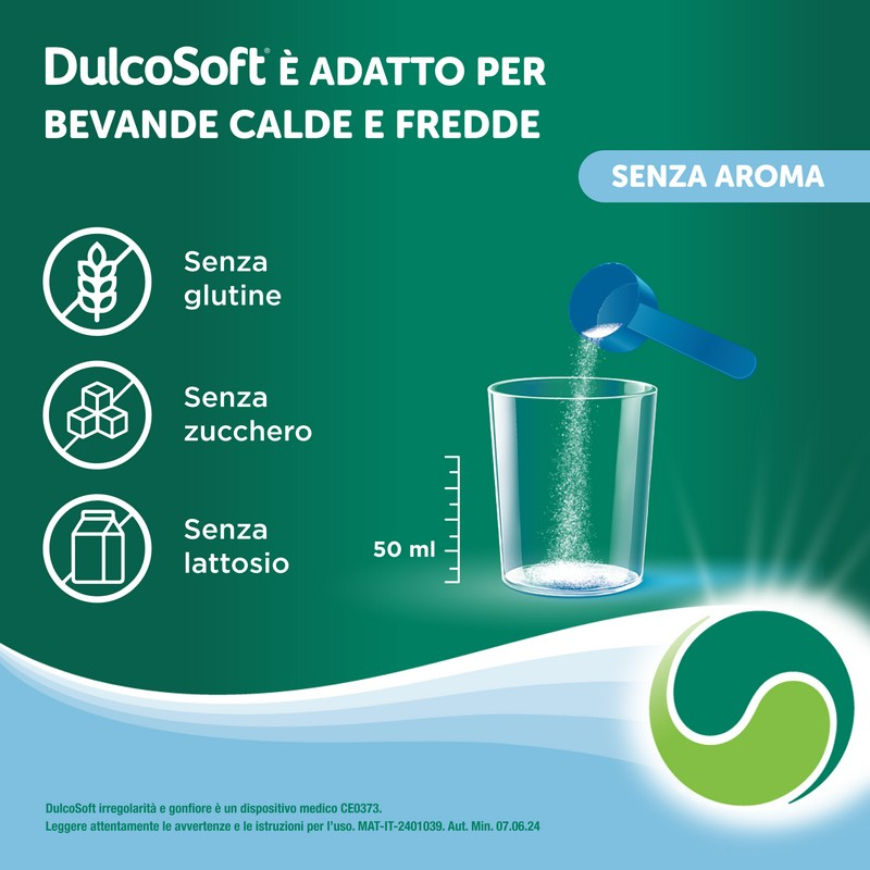 DulcoSoft Irregolarità E Gonfiore, Lassativo, Trattamento Stitichezza, Senza Glutine, Senza Zucchero, Senza Lattosio, Confezione Polvere 200g