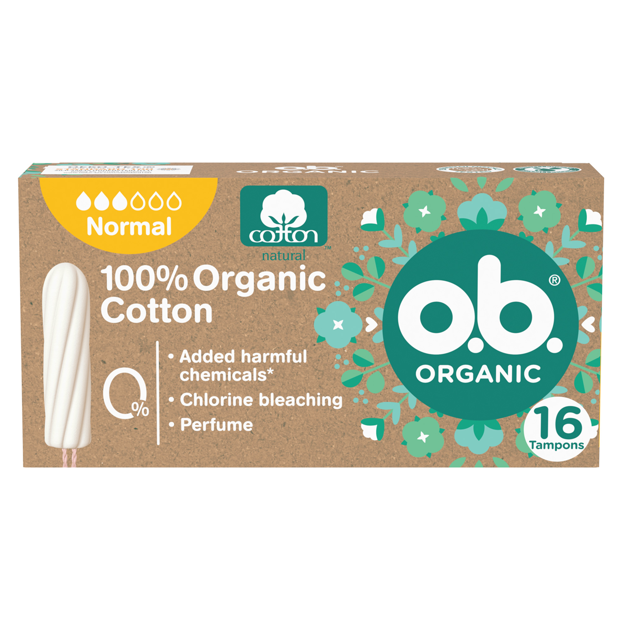 o.b. Assorbenti Interni Organic Normal 100% Cottone Biologico per flusso normale 16 tamponi