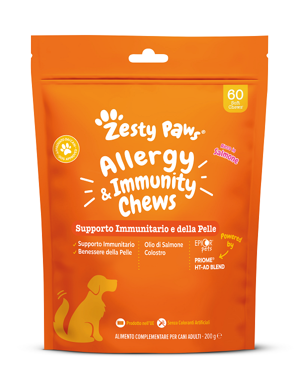 Zesty Paws Allergy & Immunity Chews  - supporto immunitario per cani - 60 Soft Chews - Gusto salmone