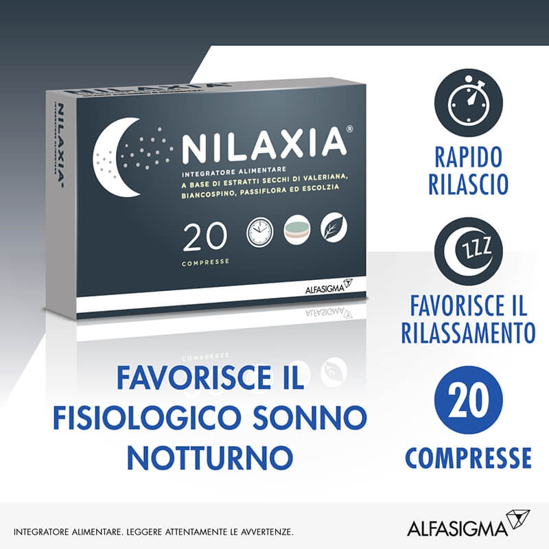 Nilaxia Integratore Per il Sonno Valeriana e Biancospino 20 Compresse 