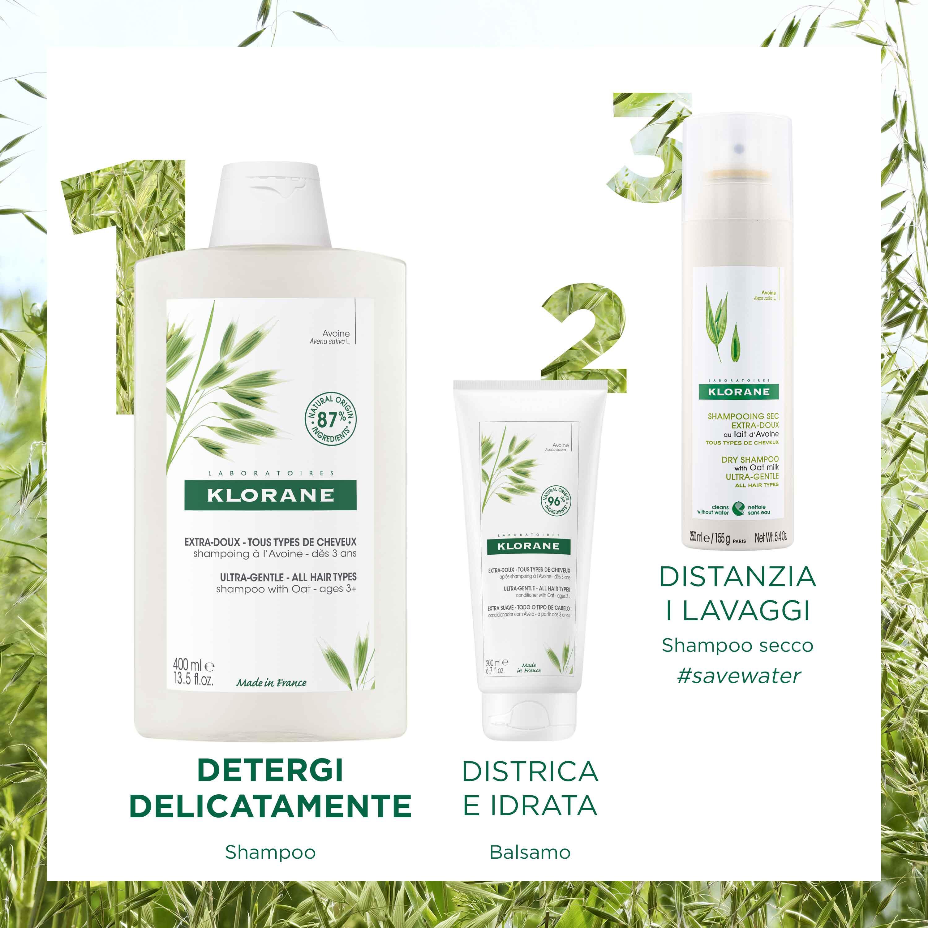 Klorane - Shampoo Extra-Delicato All'Avena Per Tutti I Tipi Di Capelli 400 ml