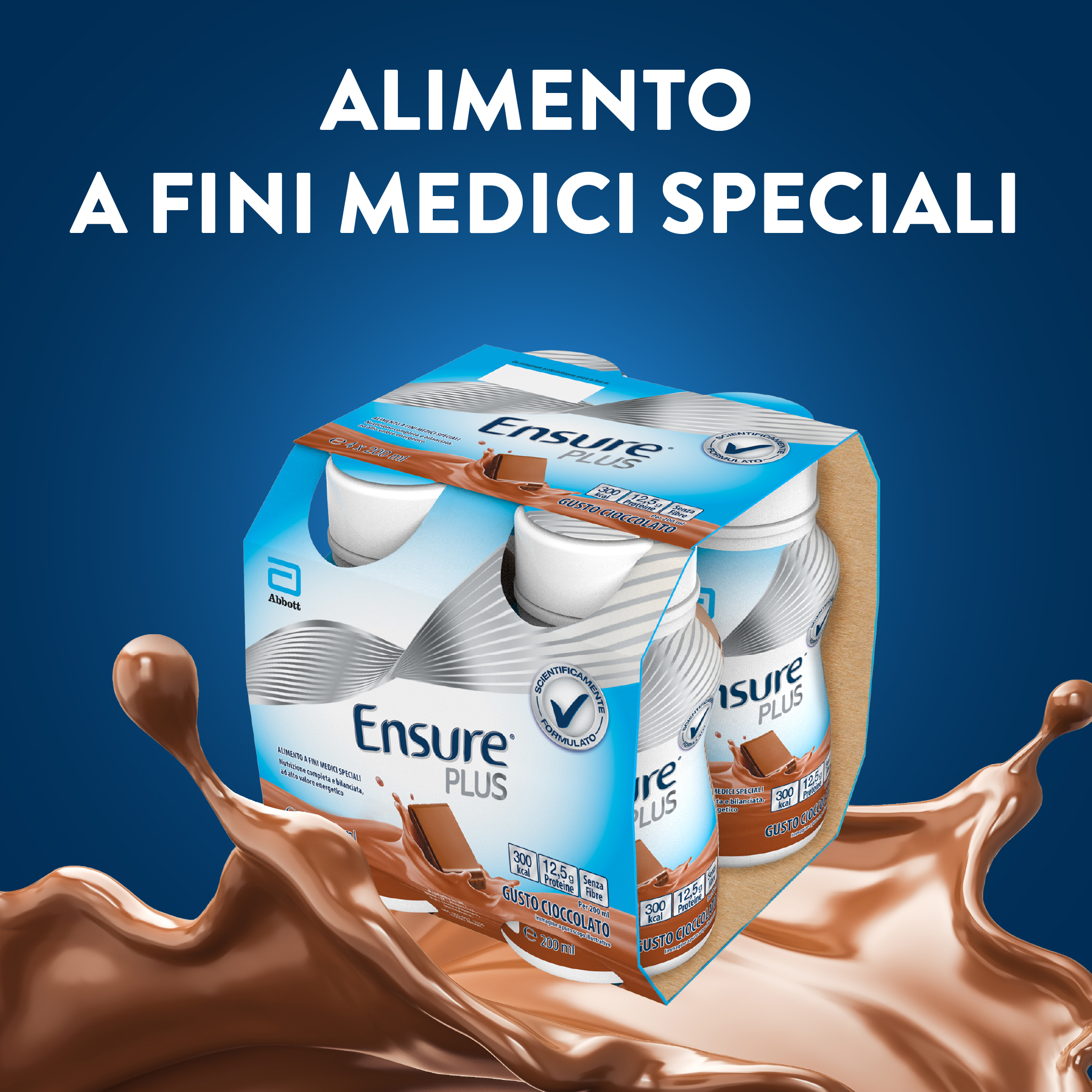 Ensure Plus Alimento a Fini Medici Speciali Ipercalorico Cioccolato 4x200ml