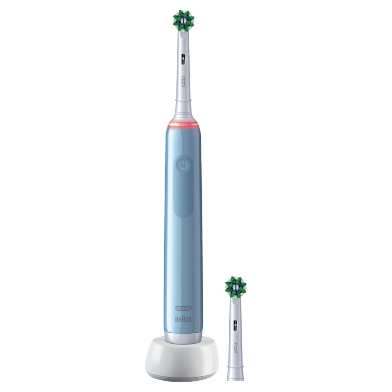 Oral-B Spazzolino Elettrico Ricaricabile Pro 3 3000 Blu, 2 Testine, 1 Spazzolino