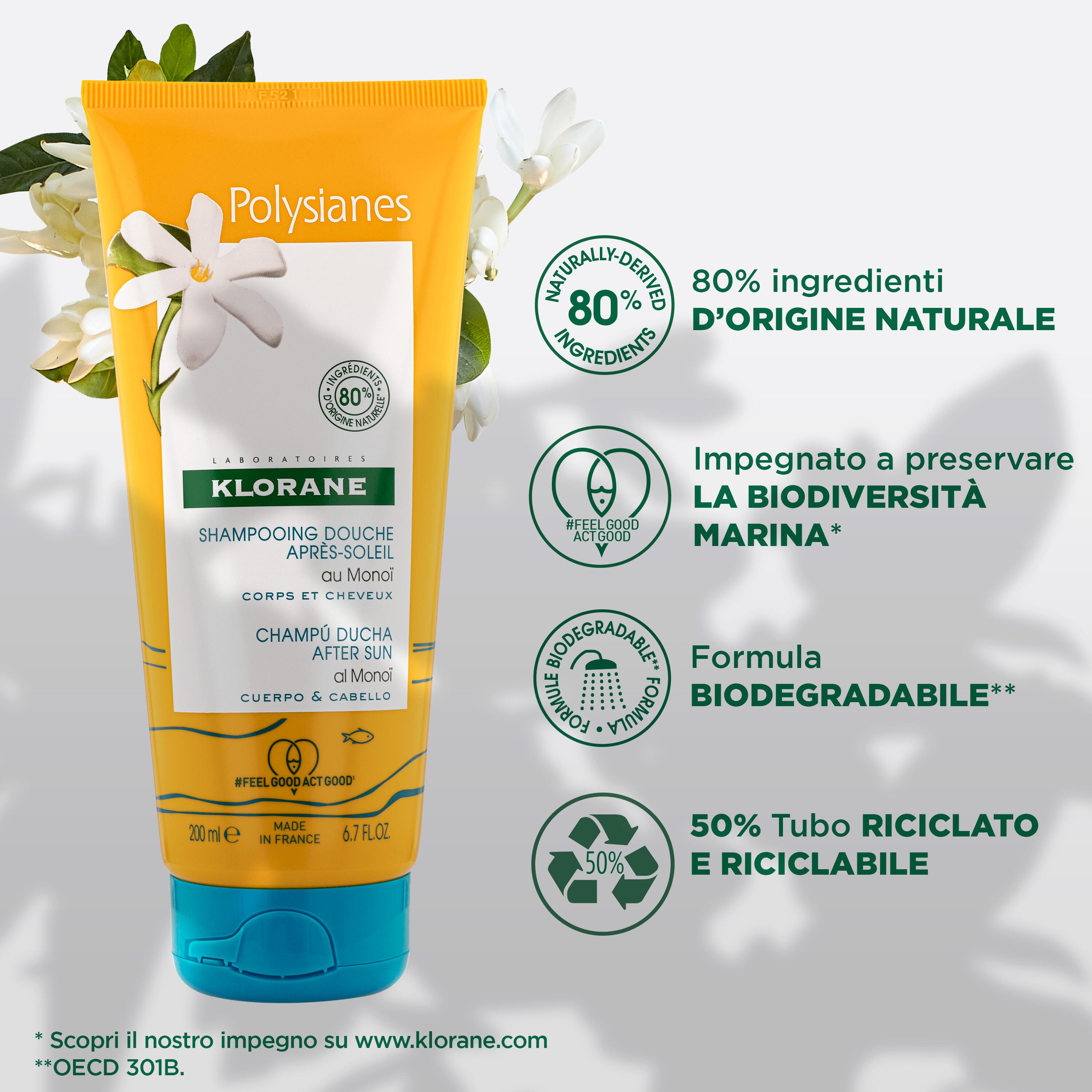 Klorane - Shampoo Doccia Doposole Al Monoï Per Corpo E Capelli 200 ml