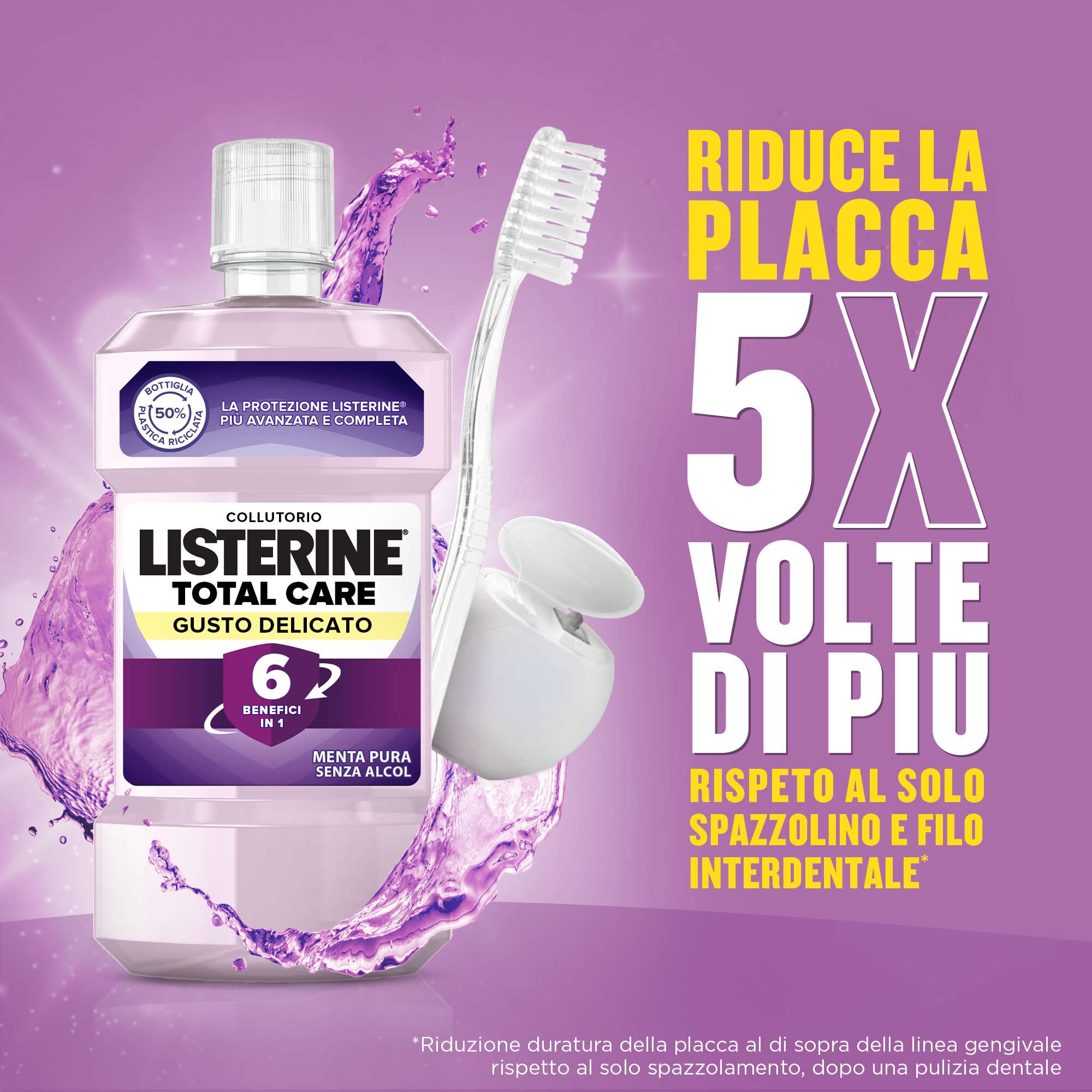 Listerine Total Care Zero Collutorio Senza Alcool 500 ml