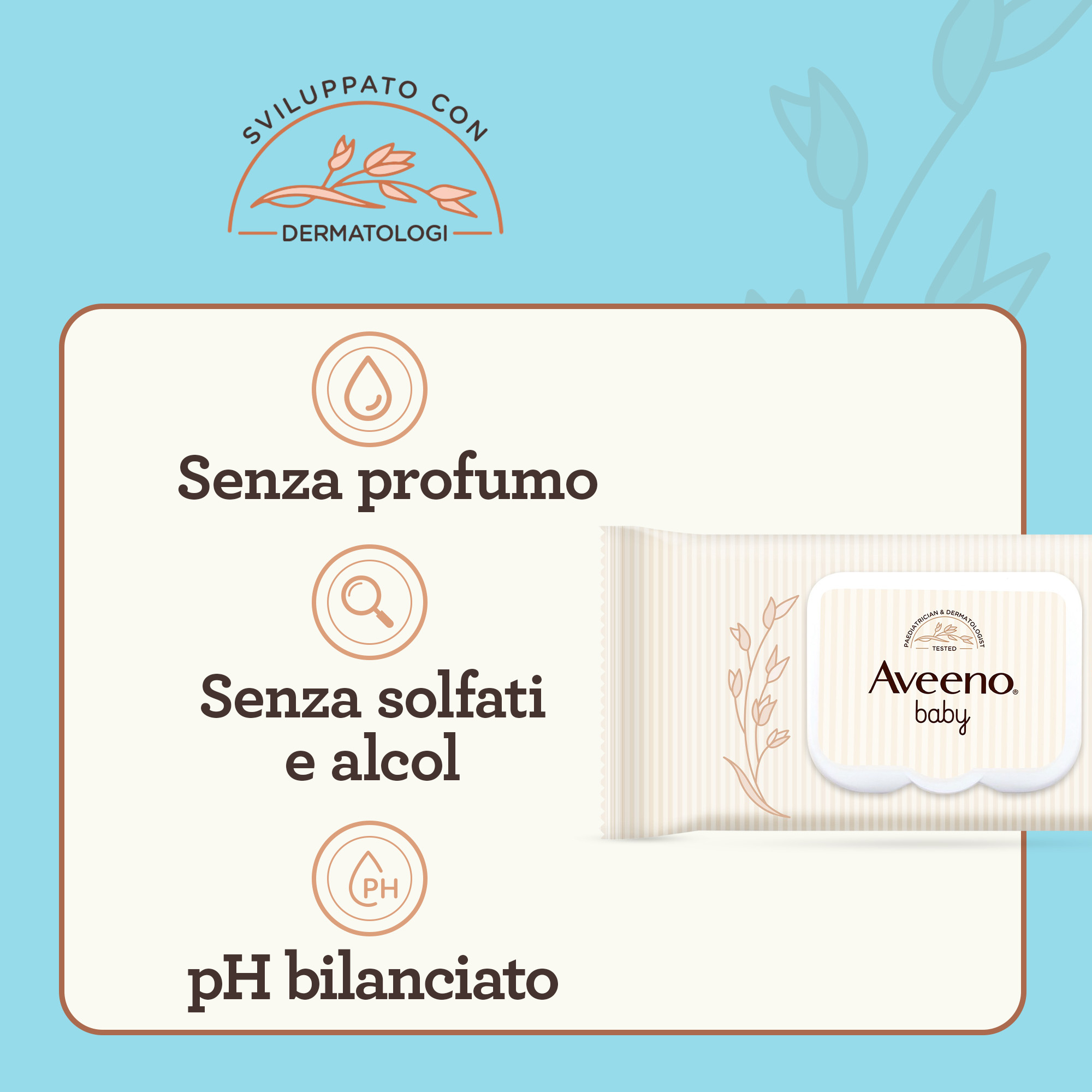 Aveeno Baby Daily Care 72 Salviettine, Salviette neonato e bambino umidificate e delicate