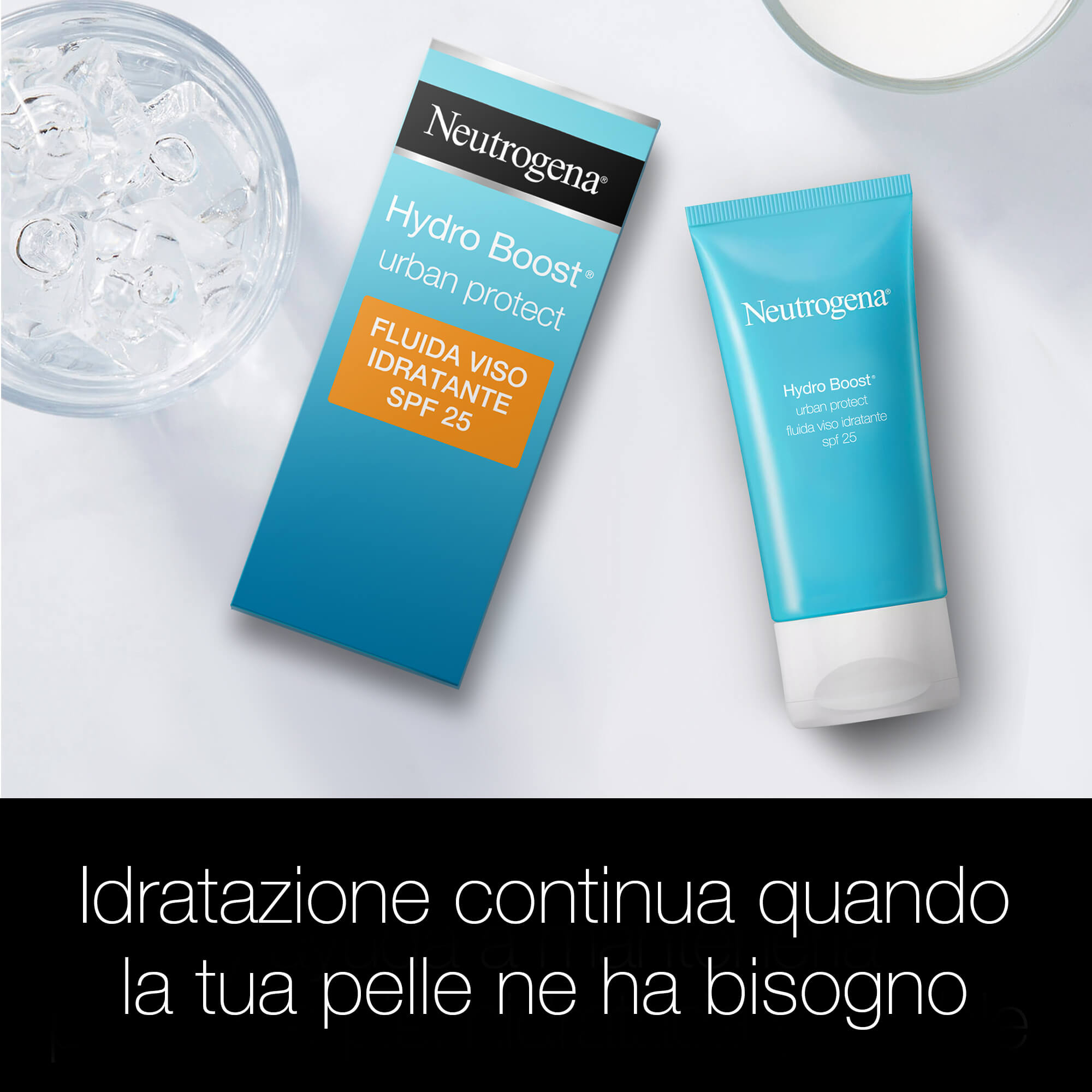 Neutrogena, Fluida Viso SPF25, Hydro Boost, Urban Protect, Idratante, con Acido Ialuronico, Antiossidanti, Vitamina C, Protezione Inquinamento, 50ml