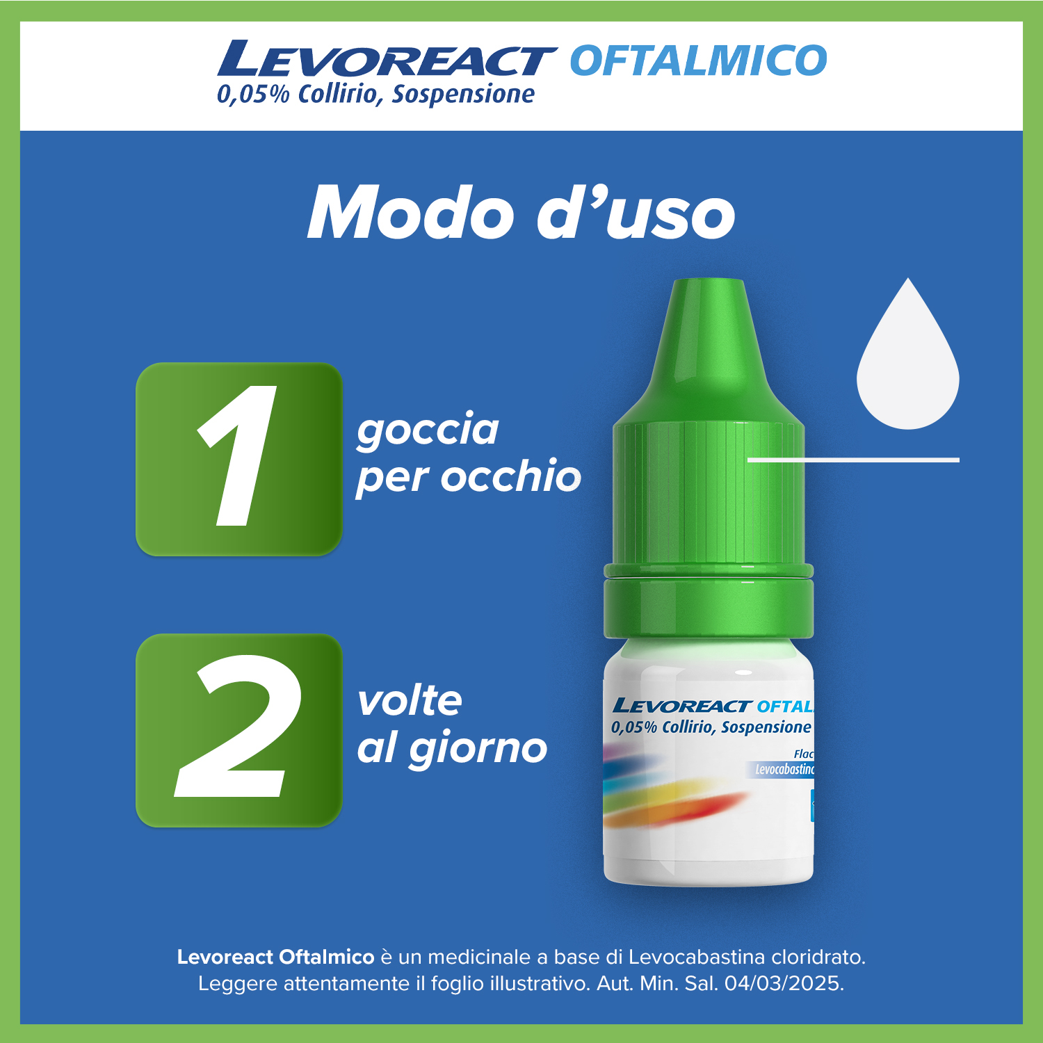 Levoreact Collirio Antistaminico per Occhi che Lacrimano e Congiuntivite Allergica