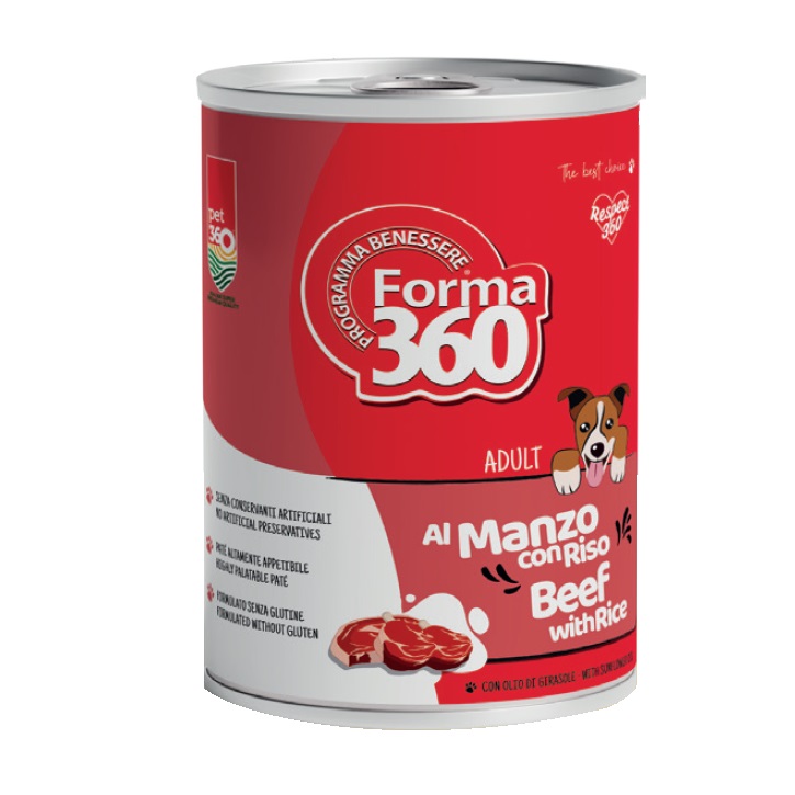 PET360 FORMA360 CANE ADULT POLLO MANZO RISO 400GR (lattina)