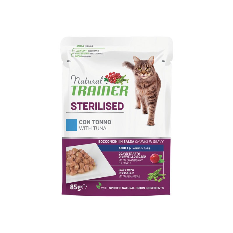 TRAINER NATURAL GATTO STERILISED GRAVY (IN SALSA) ADULT TONNO 85GR (bustina)